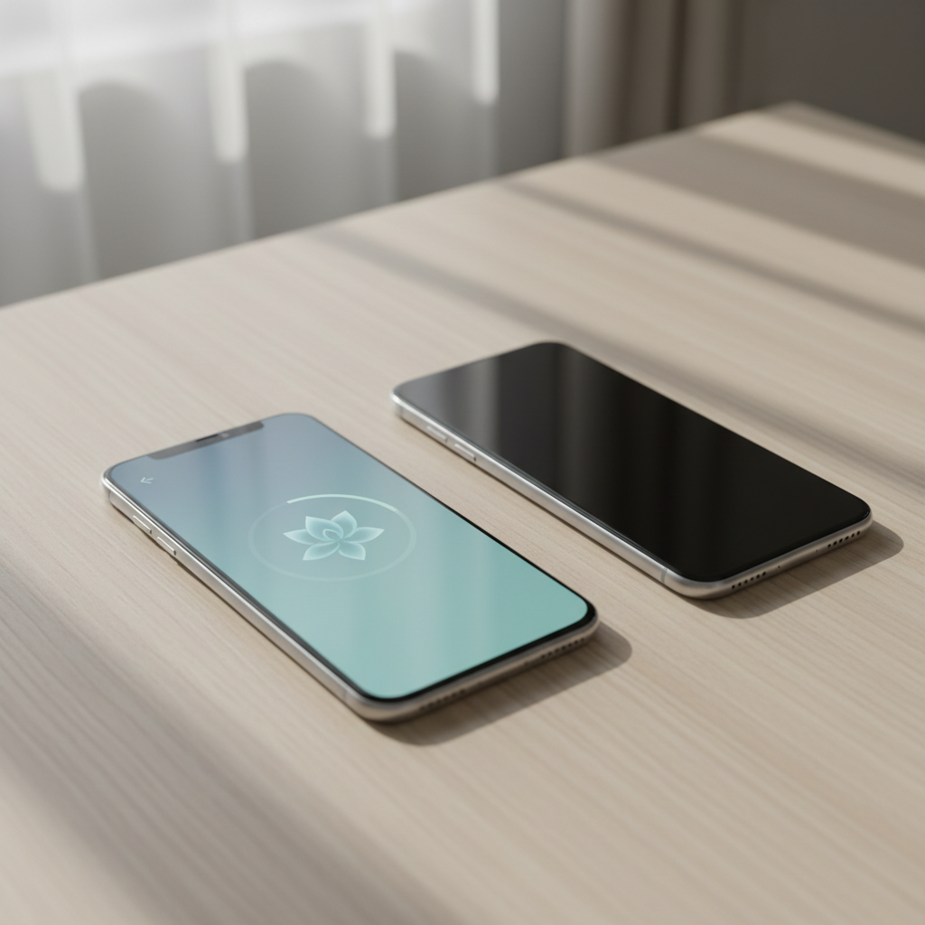 Person comparing meditation apps on a phone